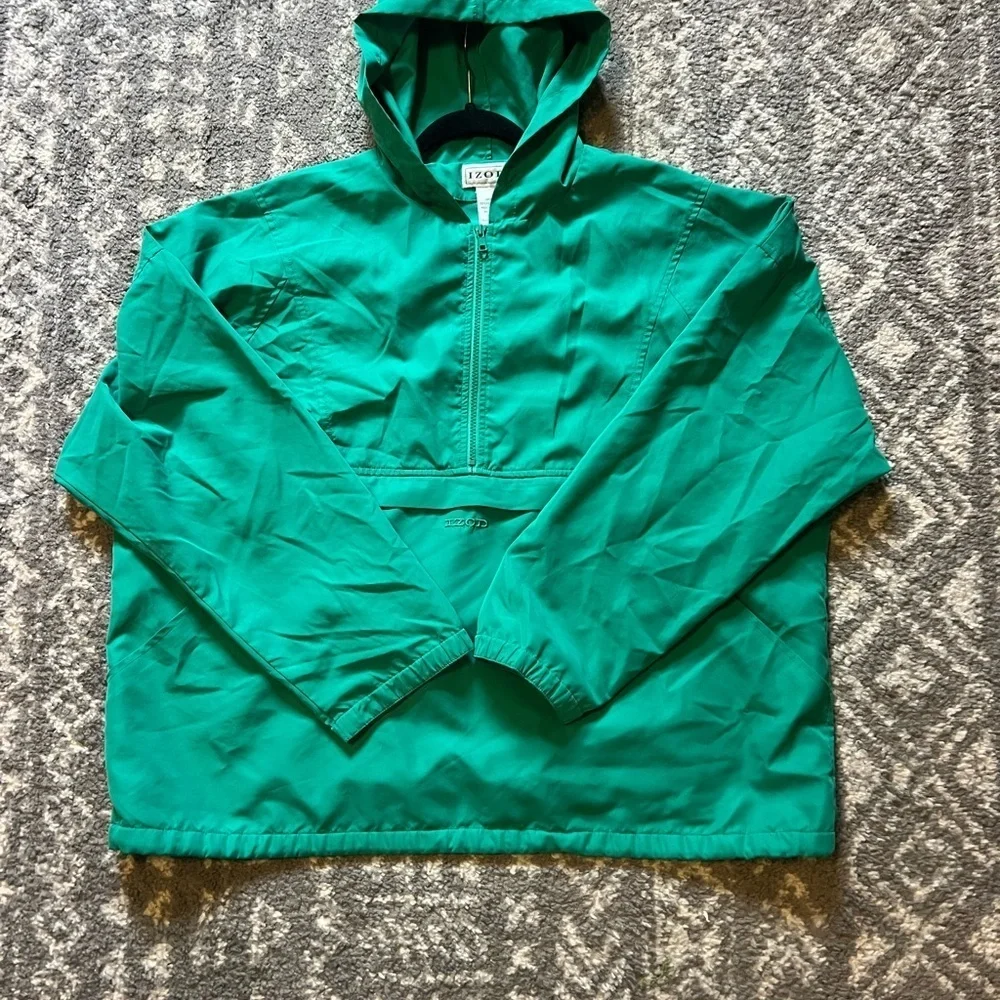 IZOD green hooded pullover anorak jacket size XL (Q107)